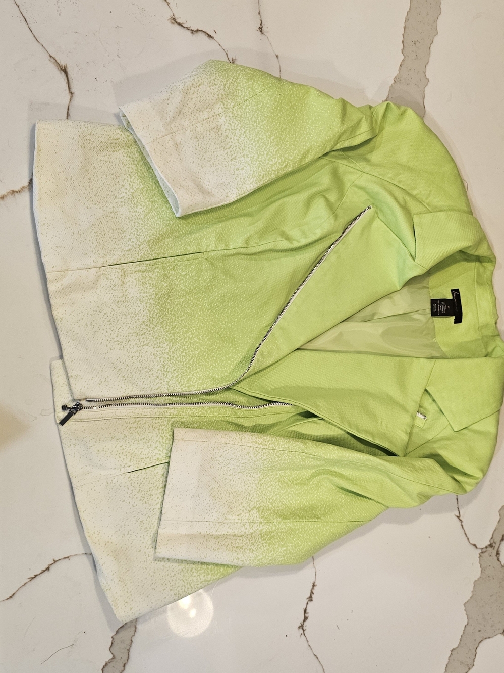 Lane Bryant Lime Green Ombre Zip Blazer